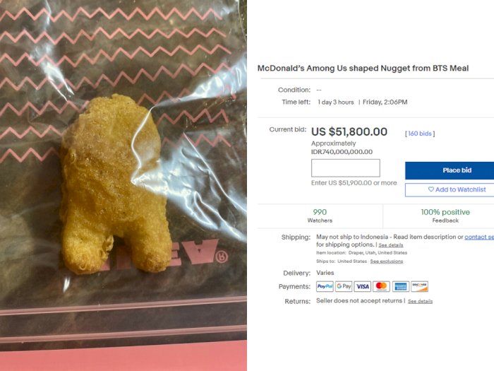 Nugget BTS Meal Berbentuk Among Us Tembus Seharga 1 Miliar