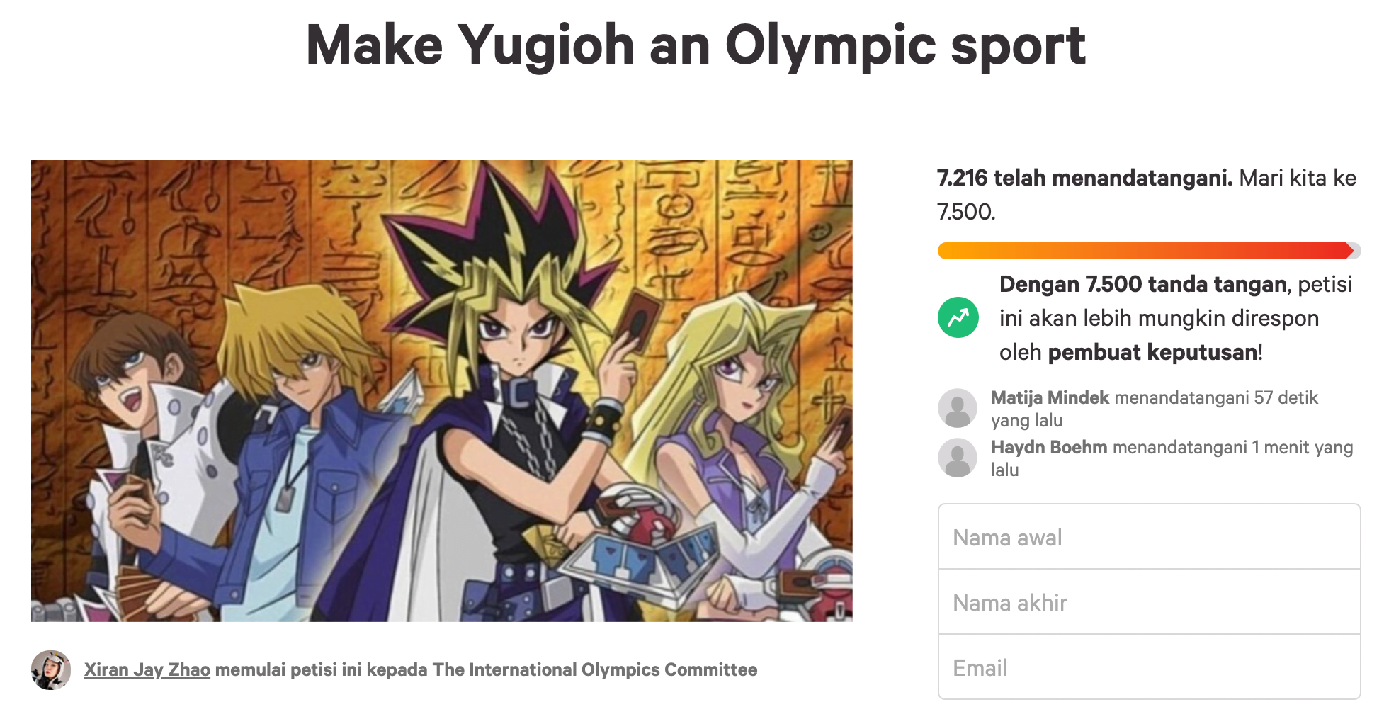 Muncul Petisi Yang Minta “YU-GI-Oh!” Jadi Cabor Olimpiade